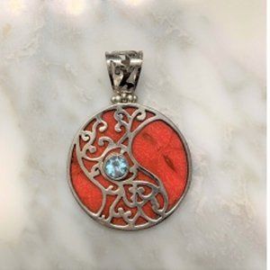 Round Pendant with Red and Blue stones